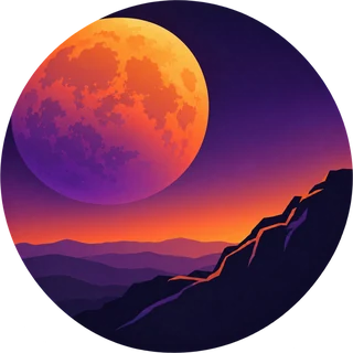 The Moonridge AI emblem: an orange moon rising over a dark mountain ridge